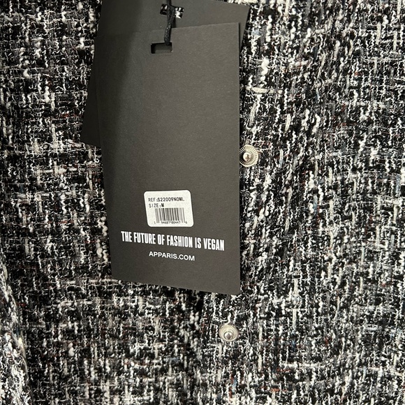 Apparis Misty Tweed shacket Medium black noir shirt jacket eco friendly poly NWT - Picture 13 of 15